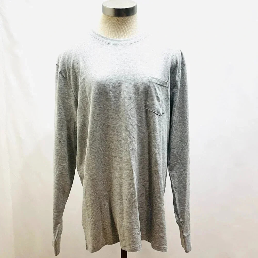 NWT LEE Men Long Sleeve Pullover Gray Crew Neck Stretch Pocket Shirt Size Medium